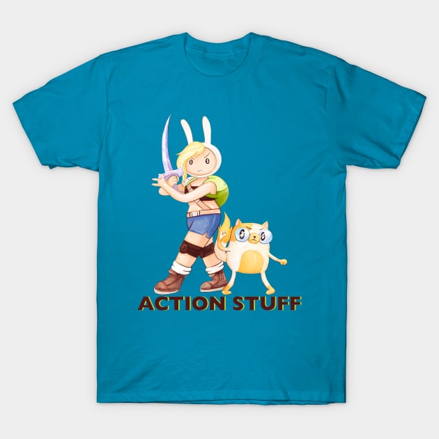 Action Stuff!! Fionna and Cake / Adventure Time fan art T-Shirt by art official sweetener